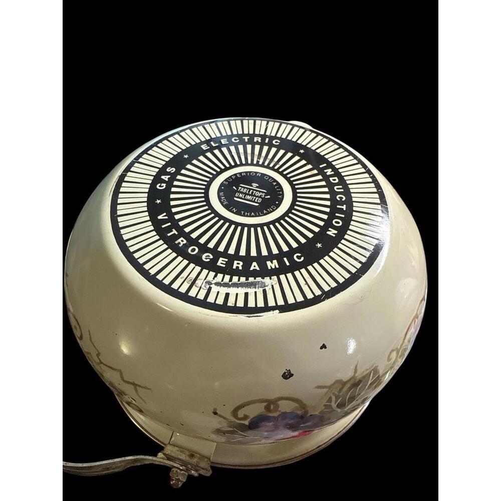 Tabletops Unlimited Enamel Grapes Teapot 4" Tall Vintage Brass Handle [COPY] - Picture 7 of 10